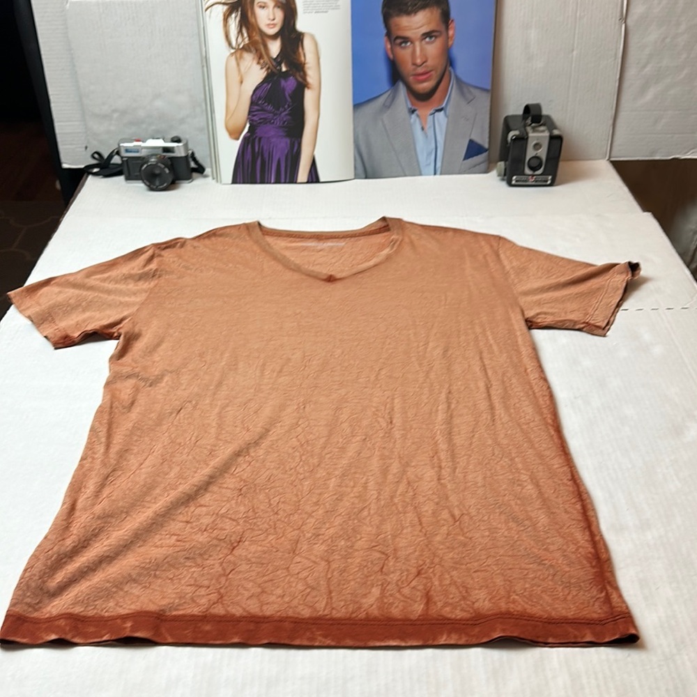 Burnt Orange Slub Cotton Tee | Minimalist Vintage-Wash · Johnston & Murphy